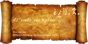 Örmény Kolos névjegykártya